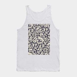 Cream Hemlock Print on Charcoal Grey -  Floral Repeat Pattern Tank Top